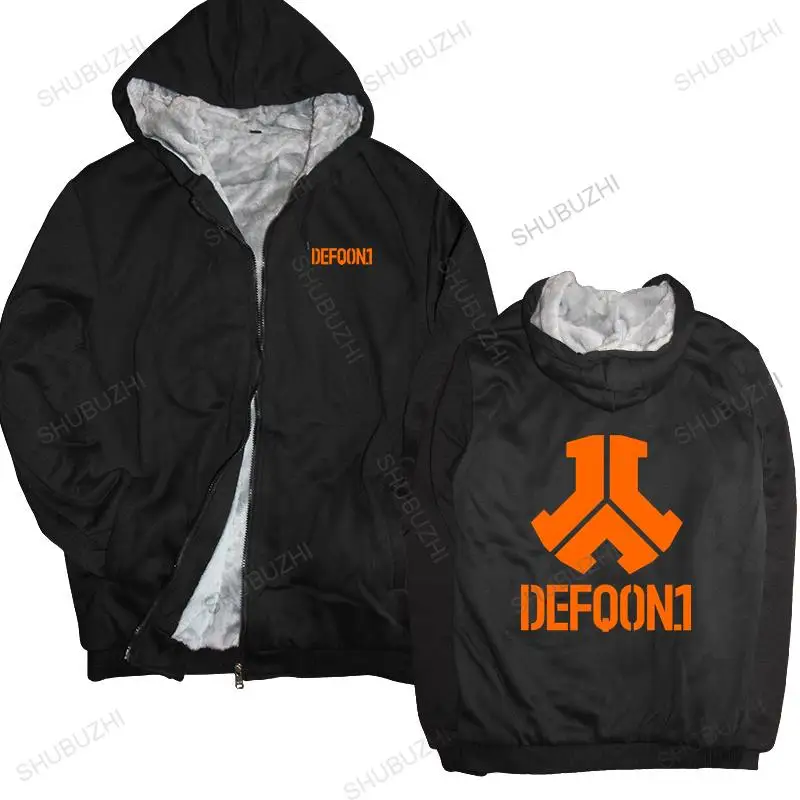 

men winter warm black hoody Defqon.1 Q-Dance warm hoodies homme sweatshirt thick jacket male hooded zipper