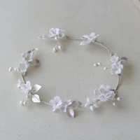 floralbride handmade crystal rhinestones freshwater pearls ceramic flower bridal headband wedding headpieces women hair jewelry