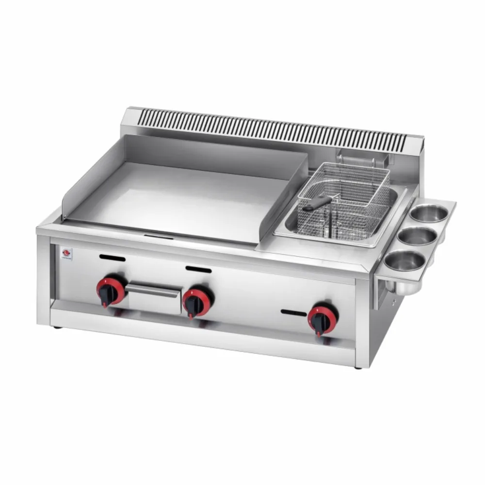 

Hotel restaurant commercial kitchen equipment Stainless Steel Teppanyaki Griddle BBQ Gas Grill Griddle with Fryer