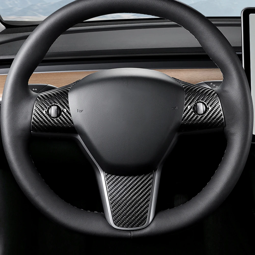 Отделка на руль из углеродного волокна для Tesla Model3/Y нашивка штурвал декор