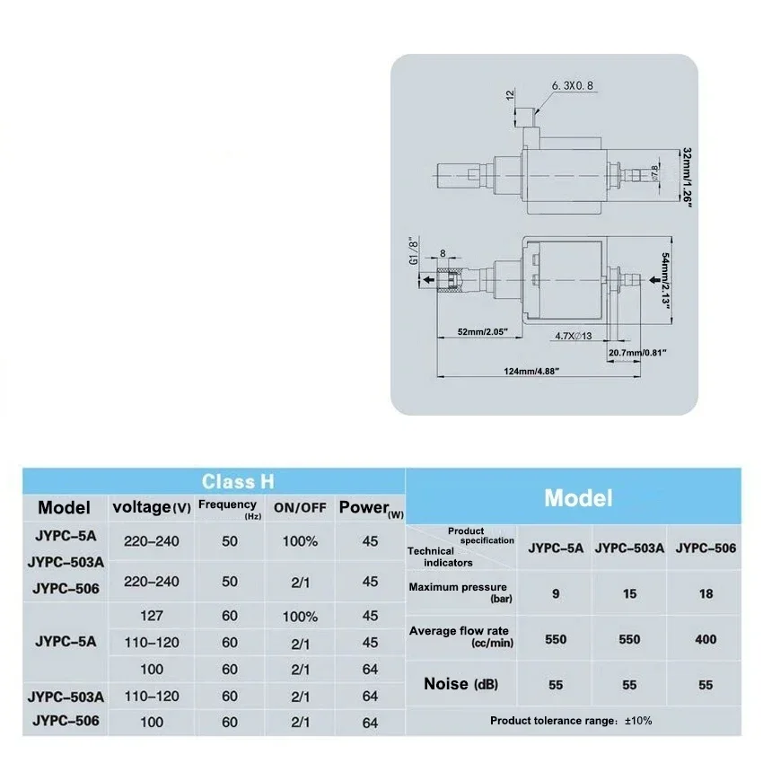 Электромагнитный водяной насос Jiayin JYPC-5 AC 220-240 в 9 бар 45 Вт Высококачественная