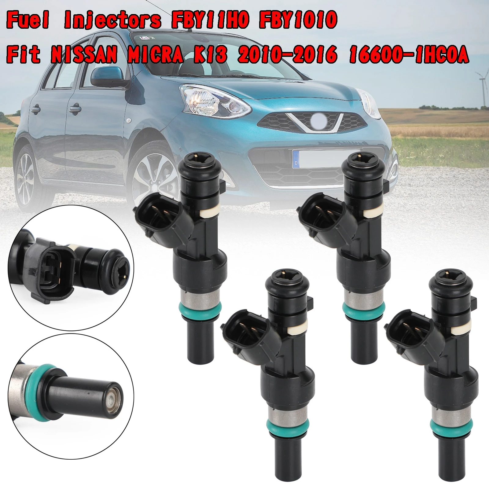 

Areyourshop 4PCS Fuel Injectors FBY11H0 FBY1010 Fit For NISSAN MICRA K13 2010-2016 16600-1HC0A
