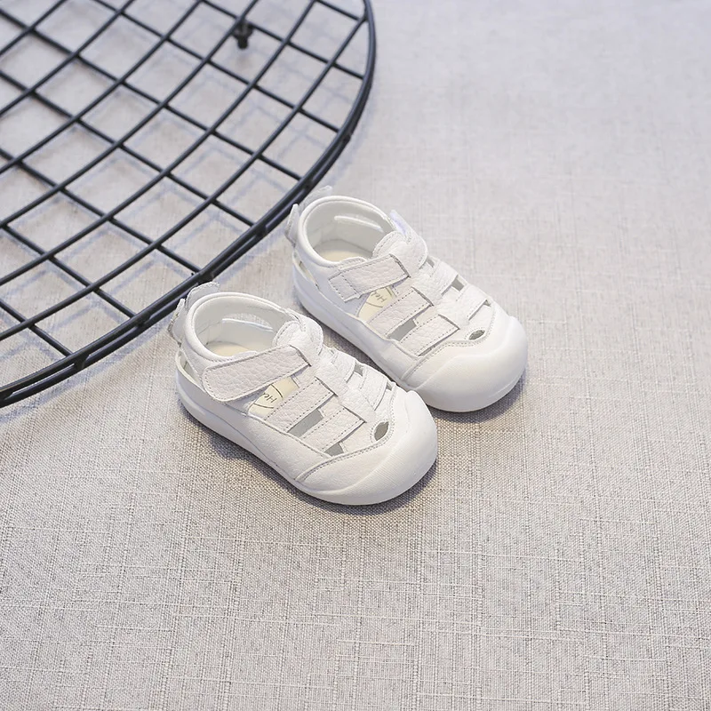 

Summer New Genuine Leather Children Sandals For Baby Girls Boys Soft Bottom Non-slip Flat Shoes Little Kids Toddler Sandals