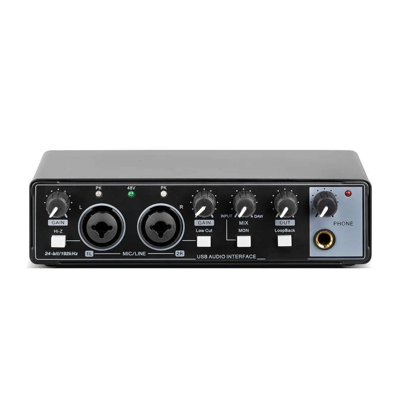 

GAX-MD22 USB interface Sound Card 2 In 2 Out 24 Bit/192 Khz High Quality Voice Changer Mic Microphone Preamplifier