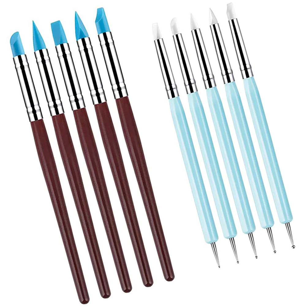 

Clay Pen Silicone Tools Nail Sculpting Pottery Dotting Shaping Tip Rubber Shapers Color Brushespainting Carvingtool Modeling