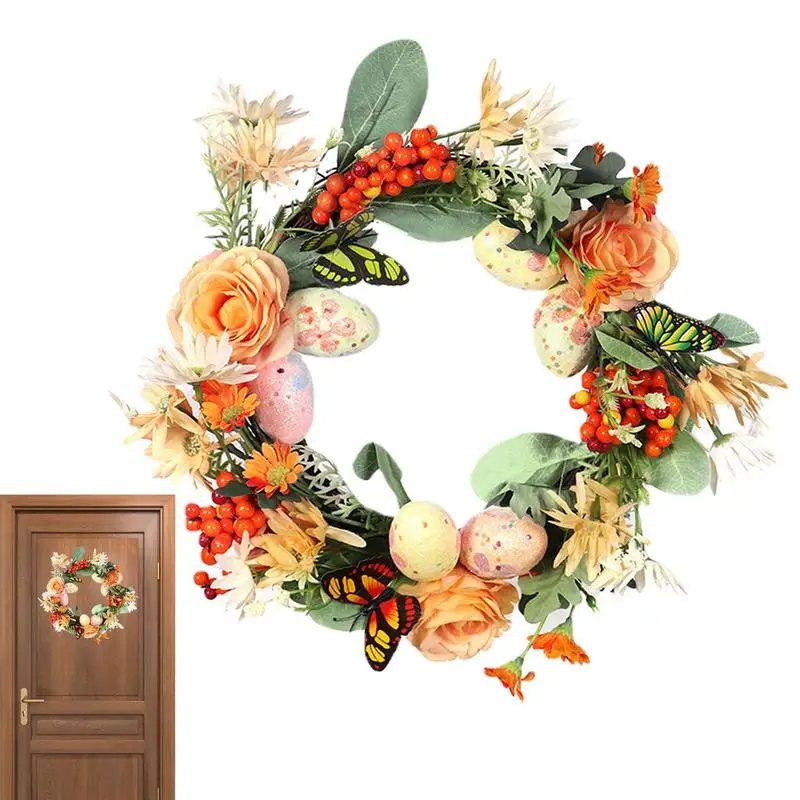 

Пасхальный красочный венок с яйцами, дверь, настенные подвески, искусственный цветок, яйцо, счастливая Пасха, искусственный Декор для дома