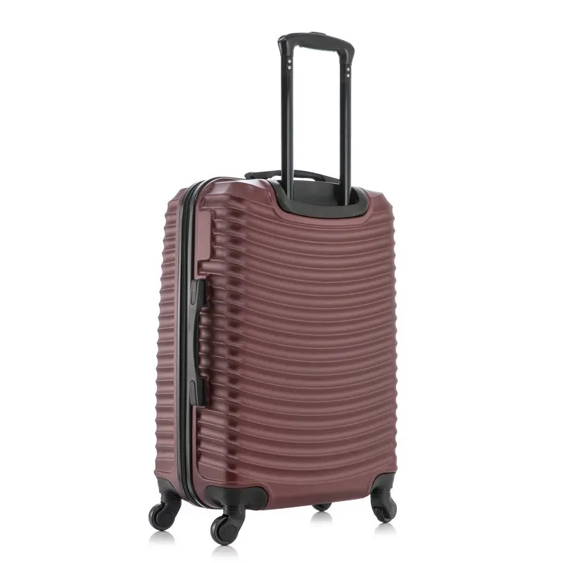 Adly 24-inch Lightweight Hardside Spinner Checked Luggage  Wine