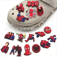 single sale 1pcs spiderman pvc diy shoe crocs decorations charms accessories slippers decoration buckle wholesale kid boy gifts
