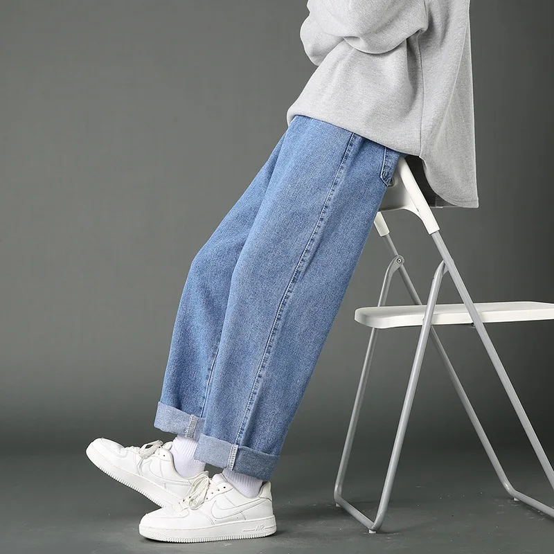 2022 Autumn Casual Fashion Korean Mens Baggy Jeans Classic Unisex Man Straight Denim Hip Hop Wide-leg Pants Popular S-2XL Jeans