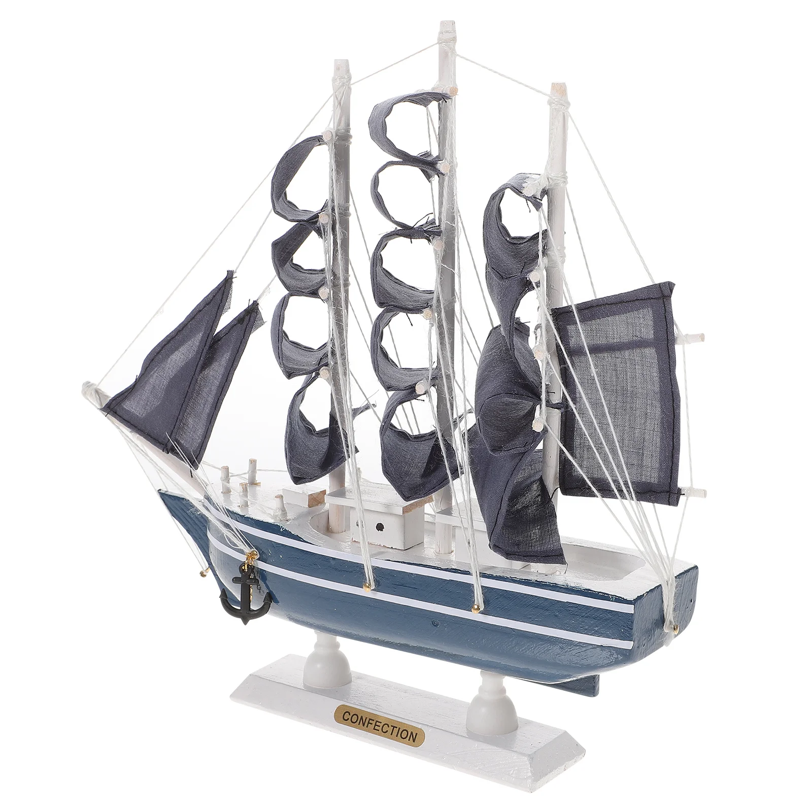 

Ocean Ornaments Wooden Ship Model Gifts Coastal Table Decoration Large Boat Statue Cruise 24cm Sailboat