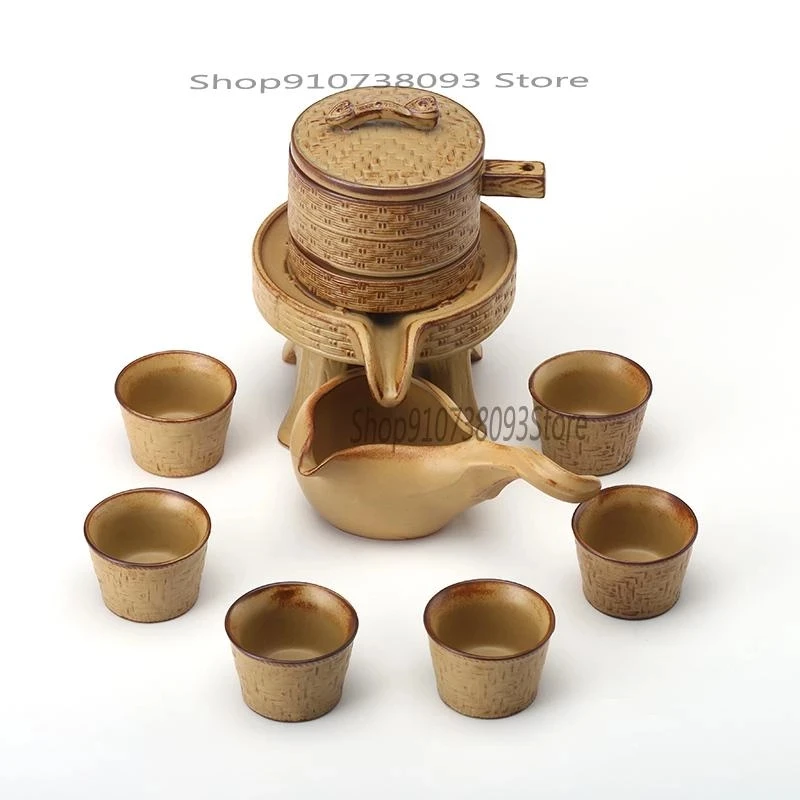 

Ceramic Semi-automatic Tea Set, Cup, Simple Graphite Kungfu Teapot Fortune Turns