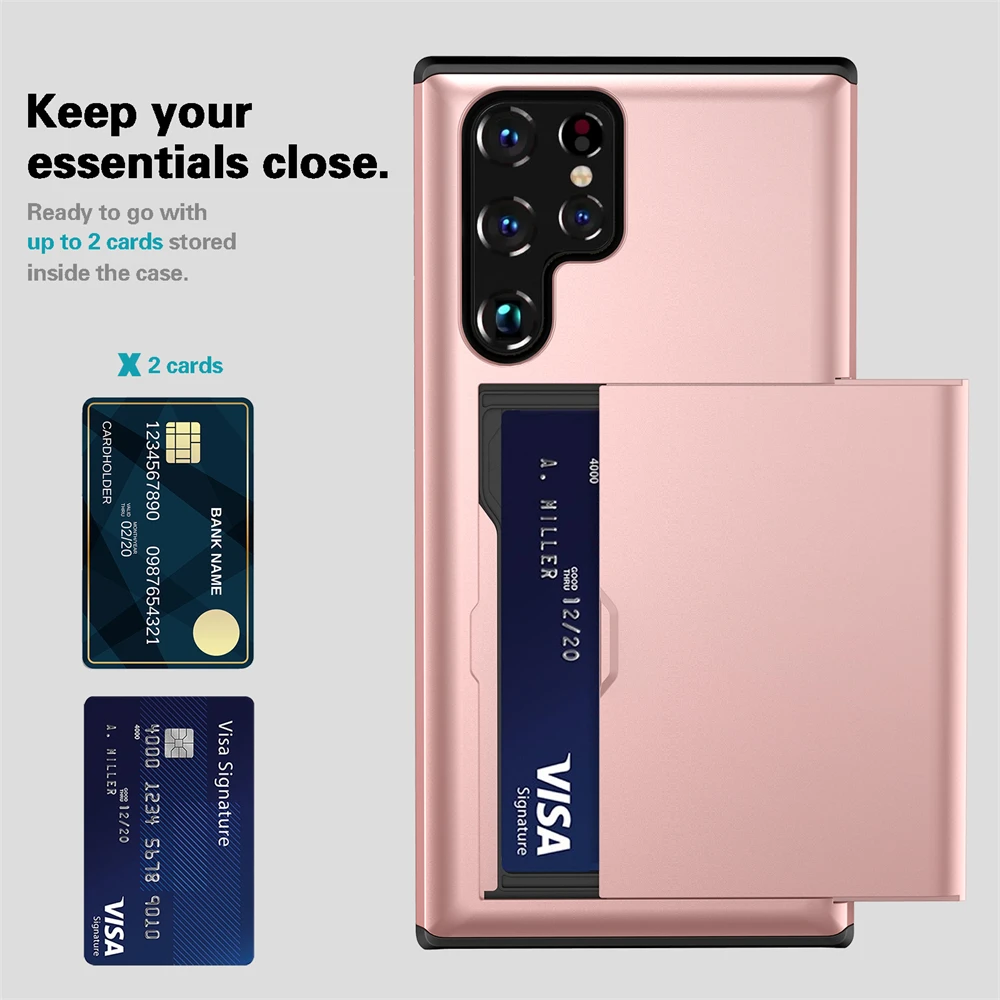 

Business Coque For Samsung Galaxy S22 Ultra S21 S20 FE Plus Cover Slide Armor Card Slots Funda For Galaxy S22+ S21+ S20+ 5G Case