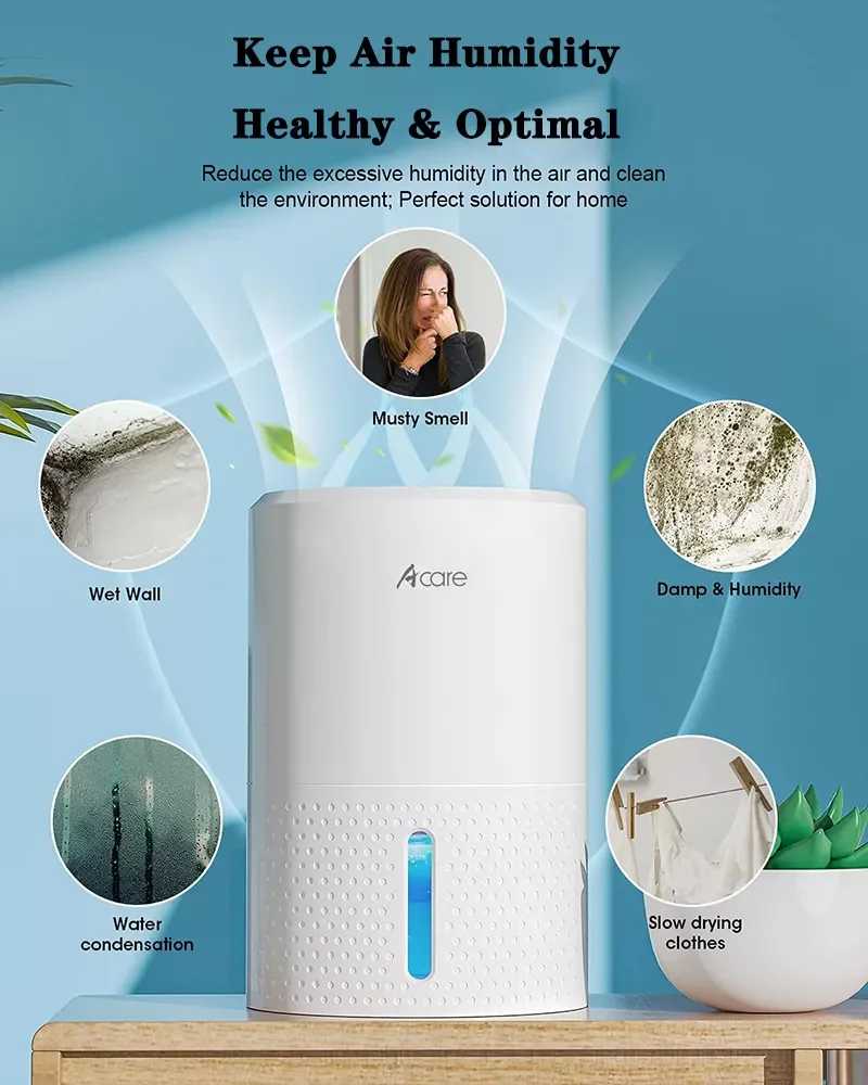 

NEW2023 Acare Dehumidifier Moisture Absorbers Air Dryer with 900ml Water Tank Quiet Air Dehumidifier for Home Basement Bathroom