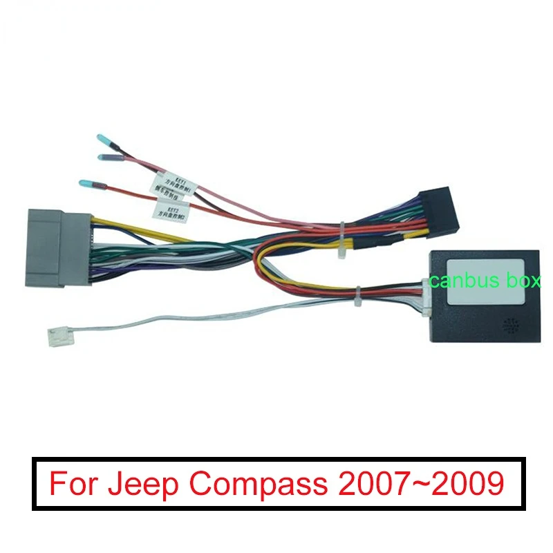 

For Jeep Compass 07~09 Radio Player stereo Wiring Harness Car Audio 16PIN Cord Android Power Cable Adapter With Canbus Box
