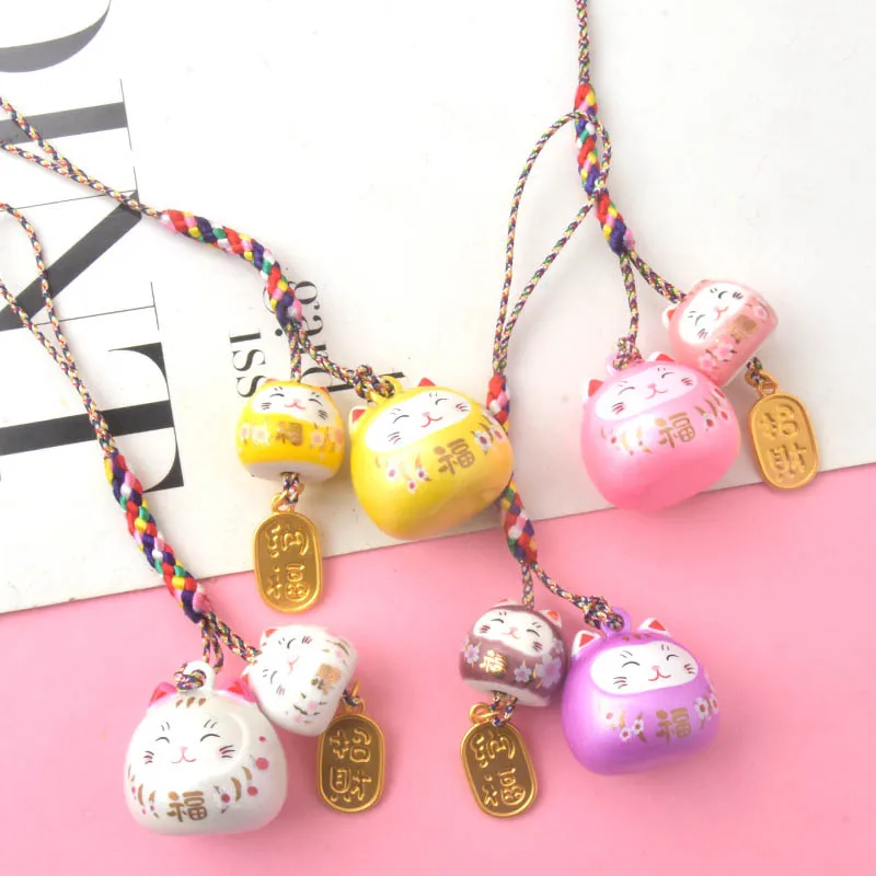 Японский кулон в виде кошки на удачу с водяным звуком керамический двойной милая