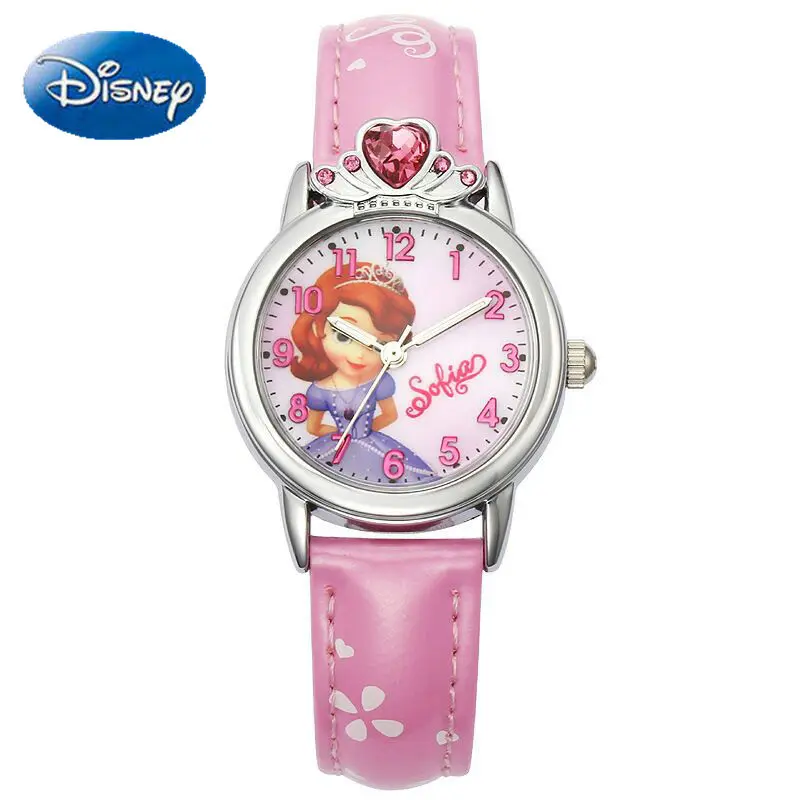 Disney Gift With Box Sofia Girls Watch Diamond Crown Beautiful Princess Children's Student Quartz Clock Relogio Masculino enlarge