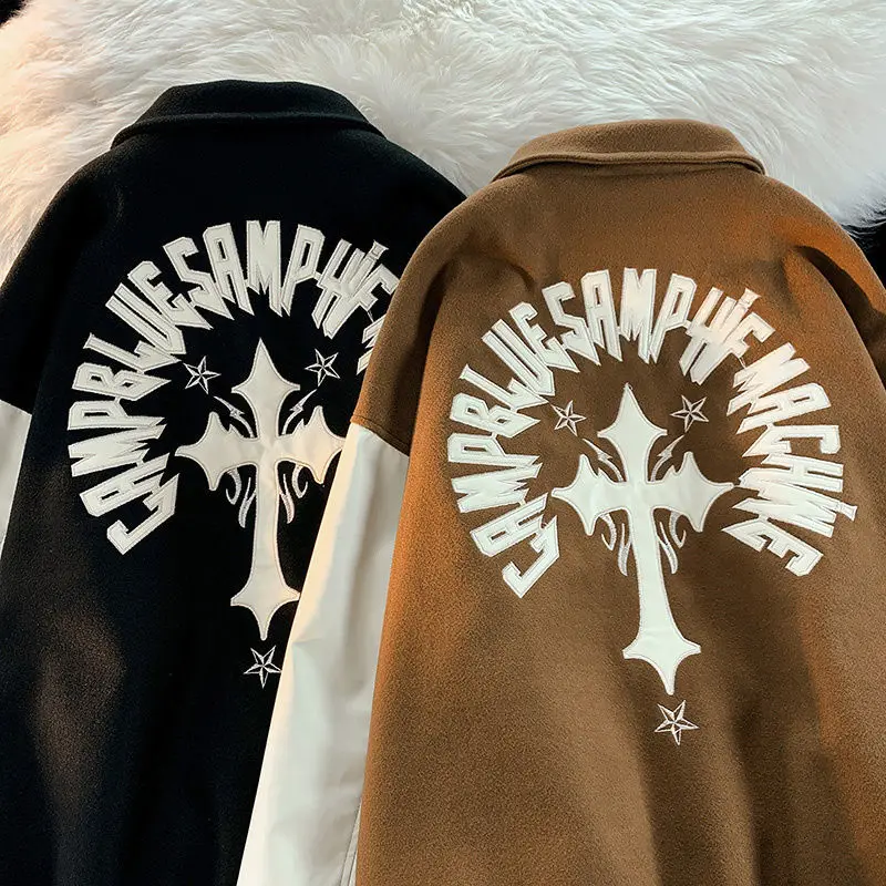 

Бейсбольная куртка для мужчин и женщин, в стиле хип-хоп, с принтом в виде американских крестов и надписей, красивая уличная одежда, кардиган оверсайз, пальто, женская зимняя одежда, 2022