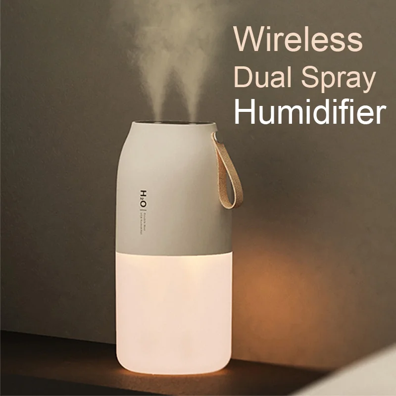 

Wireless Dual Air Humidifier USB Portbale Aroma Diffuser 2000mAh Battery Rechargeable Umidificador Essential Oil Humidificador
