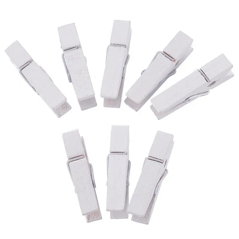 

50PCS Small White Wooden Clothes Clips Paper Craft Clothespin Scrapbooking J2T0