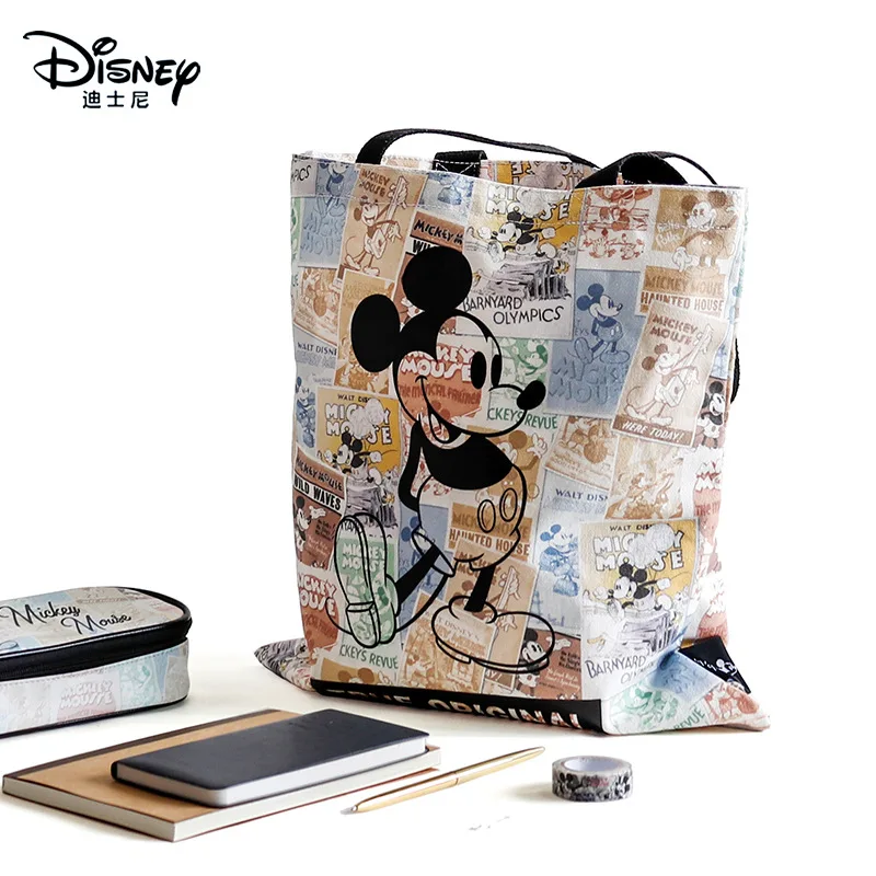 

Холщовая Сумка Disney с Микки Маусом, Женская литературная вместительная Портативная сумка для покупок ins
