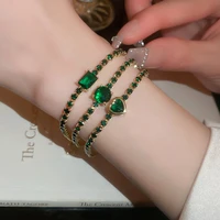 uilz luxury adjustable tennis bracelets for girls geometric heart round green zircon womens bracelet party wedding jewelry