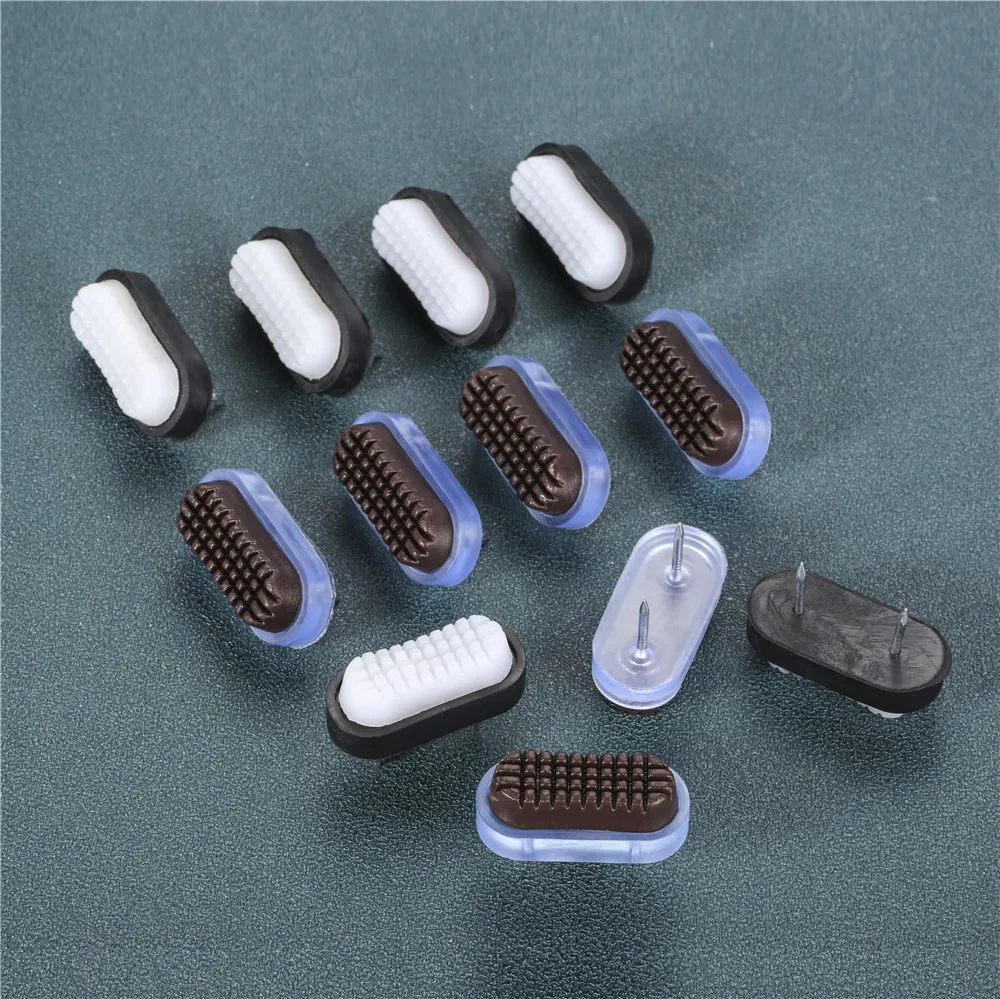 

10pcs Furniture Feet Glides Pad Oval PVC Nails Thick Studs for Stool Chair Table Cabinet Reduce Noise Anti-slip Protect Floor