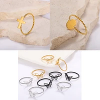 classic stainless steel thread series butterfly cross hand rings for women gold color fashion boho jewelry couple wedding gifts