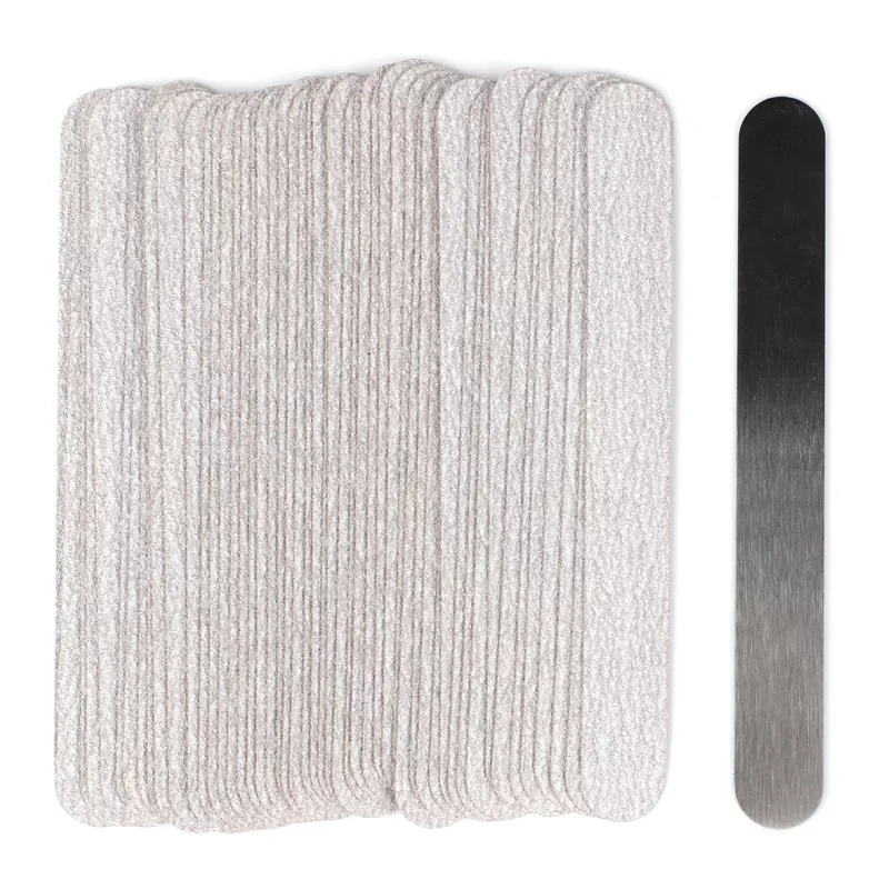 

100/200Pcs 13.5CM Mini Replaceable Nail File Self-adhesive Removable Sandpaper Pads Metal Handle 100/180/240 Emery Board Buffer
