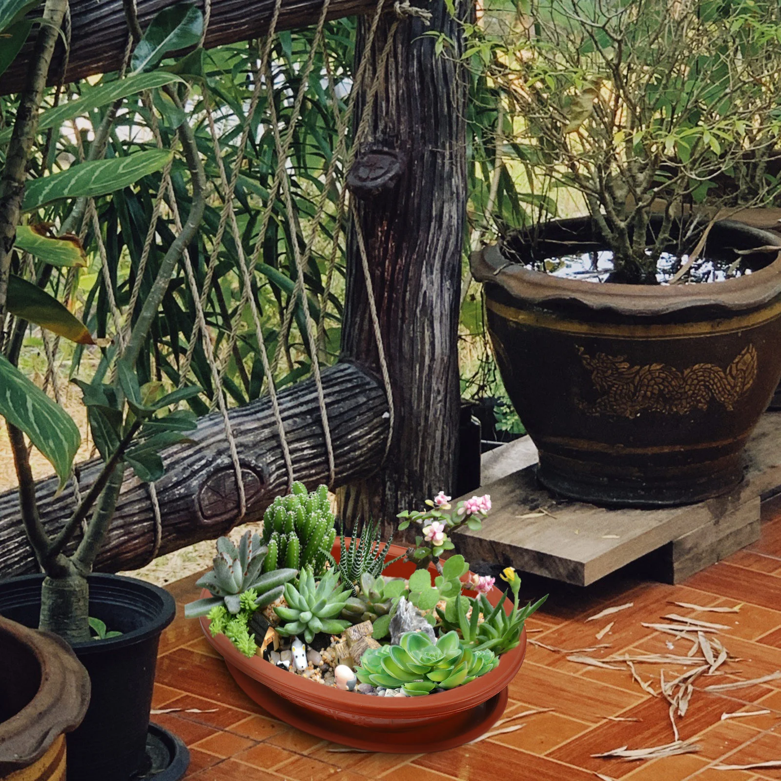 

Indoors Outdoors Bonsai Planting Pot Plastic Oval Durable Living Rooms Bedrooms Kitchens Bookshelves Desks Counters