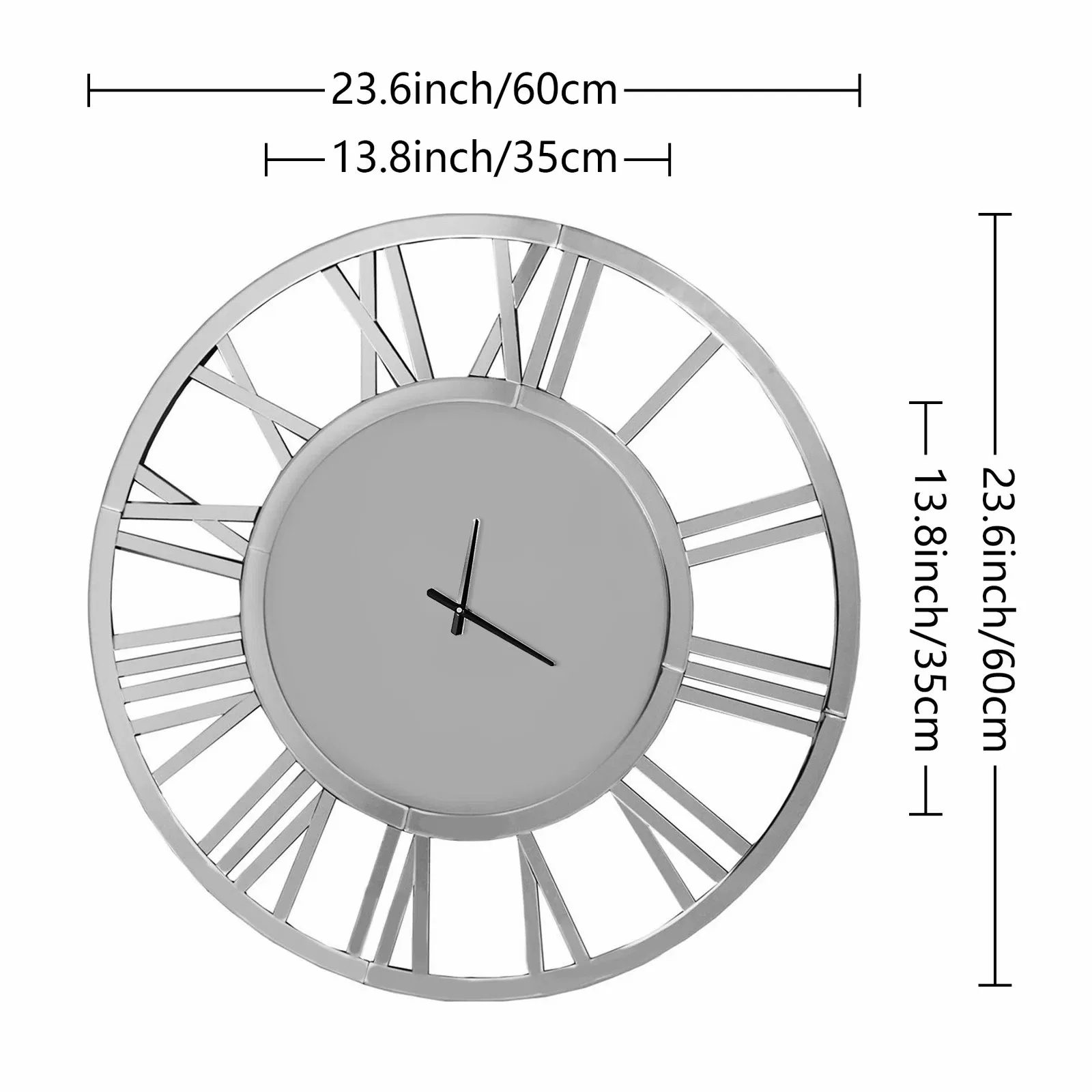 

Зеркальные настенные часы с римскими цифрами