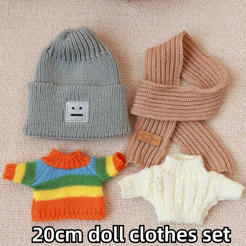 

20cm Cotton Doll Clothes Toy Clothing Playthings Outerwear BJD Accessories Sweater Puppets Barbie Shawl Puppet Hat Costume Set