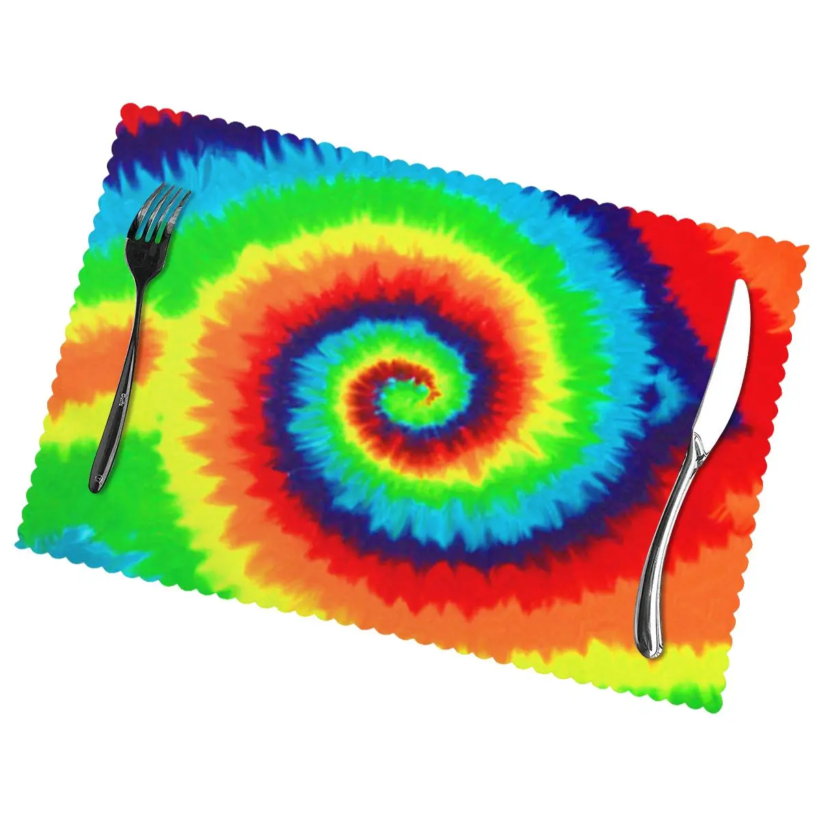 

Tie-Dyed Non-Slip Insulation Place Mats for Kitchen Dining Table Washable Placemats Bowl Coaster Cup Mat Set of 6