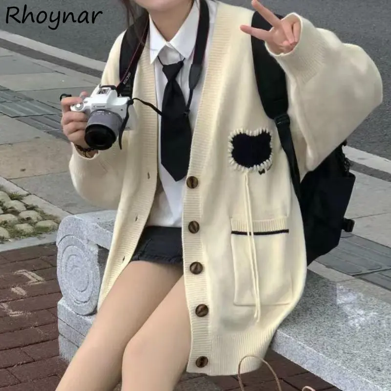 

Женский вязаный Кардиган в стиле преппи абрикосового и японского стиля