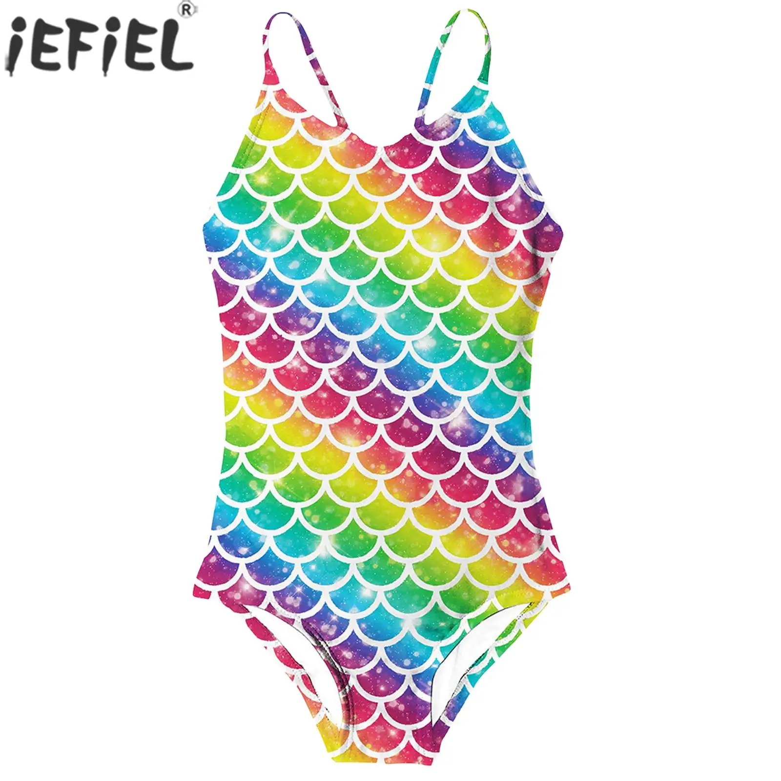 

Kids Girls Sleeveless One-piece Swimwear Cute Cartoon Horse Fish Scales Print Swimsuit Swimming Jumpsuit Bathing Suit Beachwear