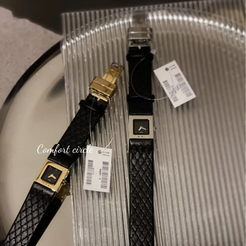 Маленькие квадратные часы в клетку с кожаным ремешком новом стиле женские