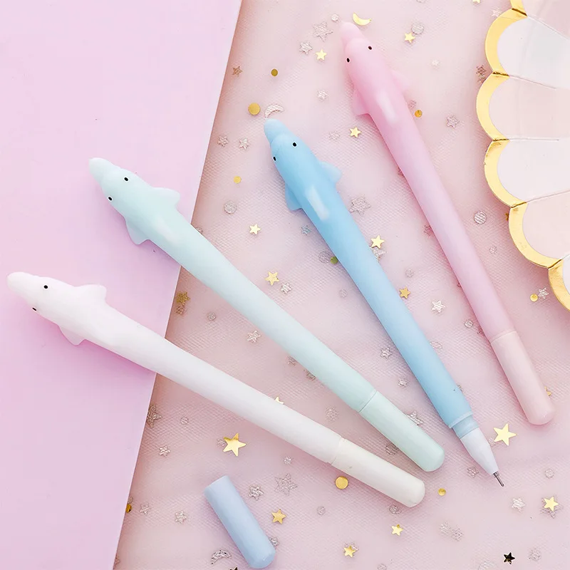 

1pcs Dolphins Soft Glue Gel Pen Simple Lovely Black Ink Pen 0.35mm Writing Neutral Canetas Stationery Materials School Supplies