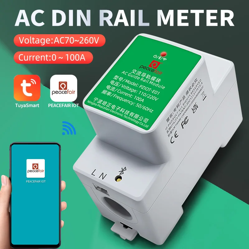 

Tuya Din Rail Single Phase 6 In 1 AC Electric Wifi Smart Kwh Energy Meter Power Consumption Meters Voltmeter Ammeter Wattmeter