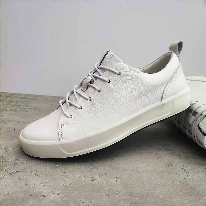 

Кроссовки мужские из воловьей кожи, Повседневная Удобная дышащая легкая спортивная обувь с низким верхом, круглый носок, первый слой