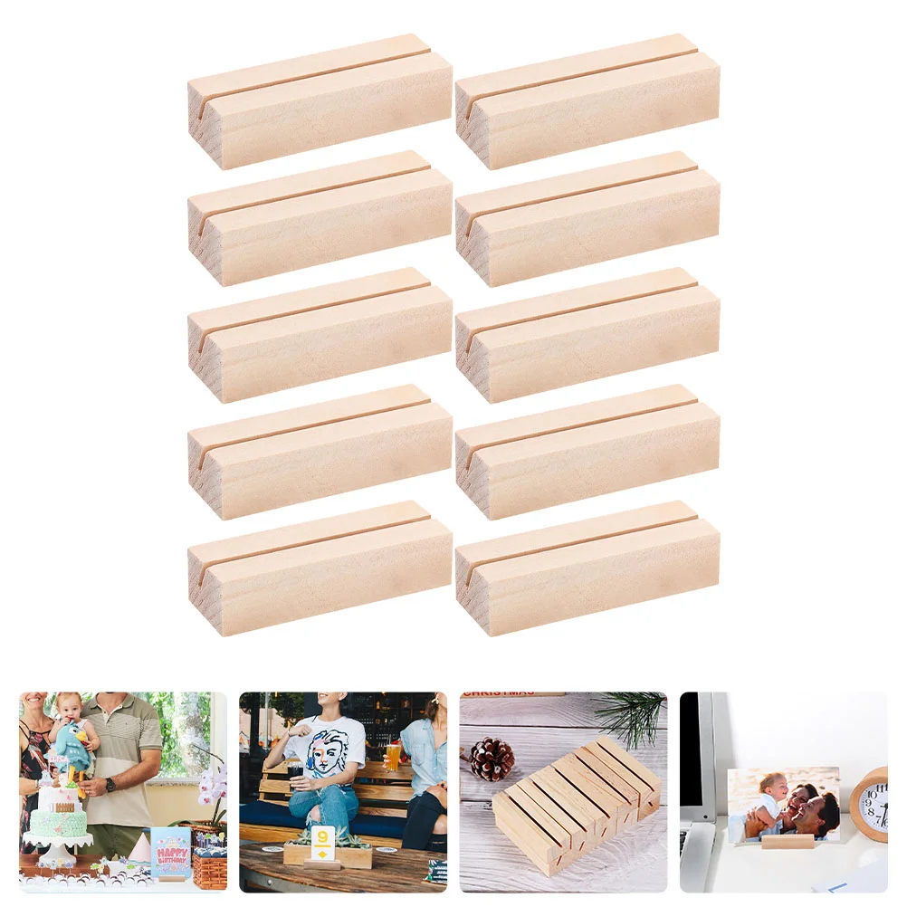 

25 Pcs Card Holder Picture Stand Sign Display Stand Table Photo Picture Display Stand Wooden Photo Wood Base Wood Photo Stand