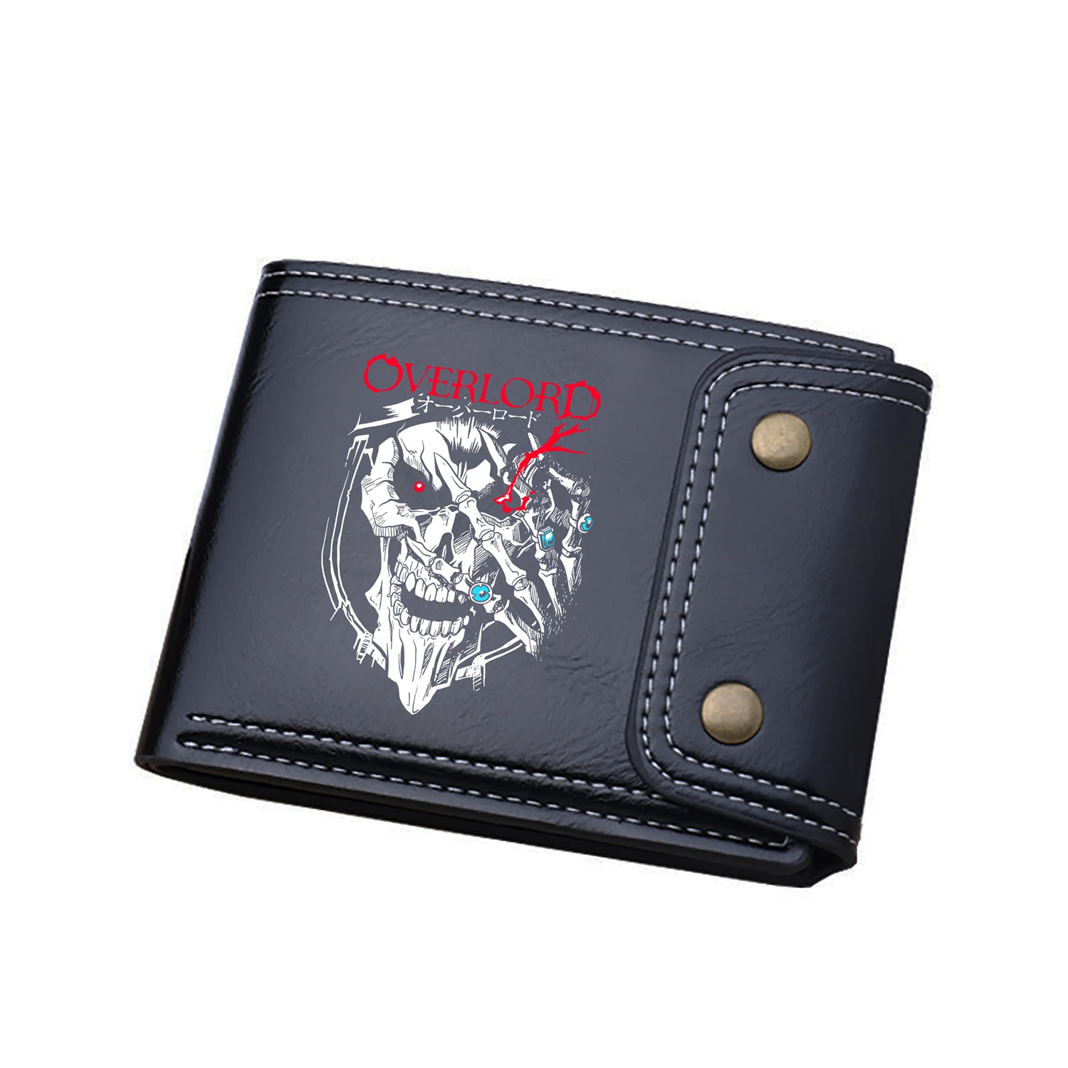 

Overlord Anime Short Wallets Oil Wax Leather Coins Purses Cartoon ID Card Holders Unisex Money Bags Black Clutch