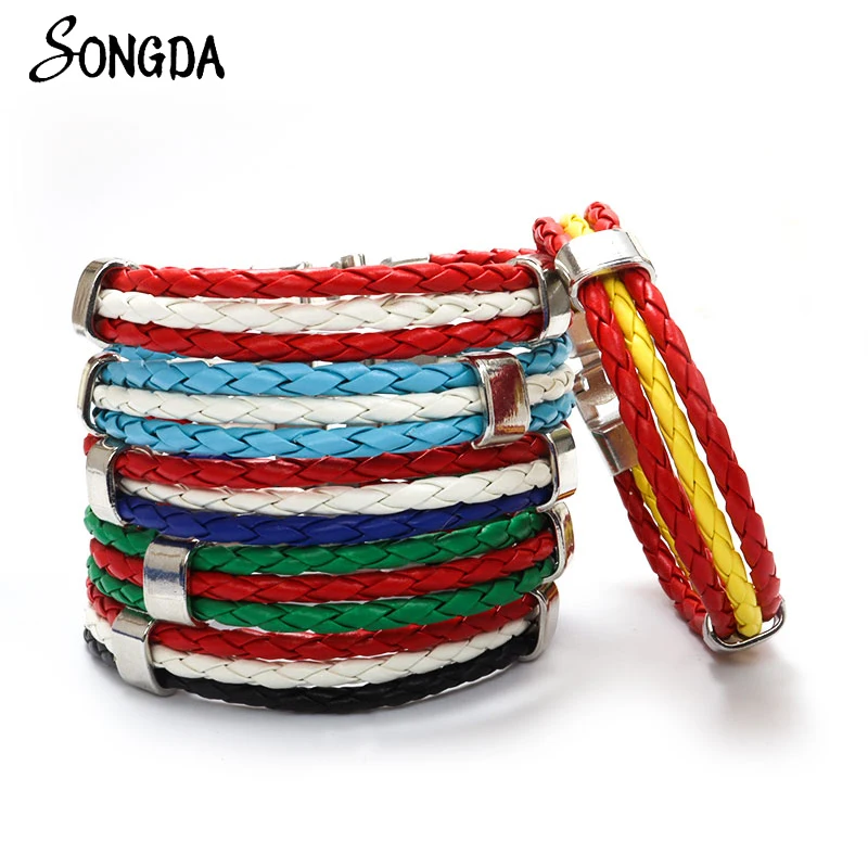 Браслеты из искусственной кожи с национальным флагом Испании Германии Франции