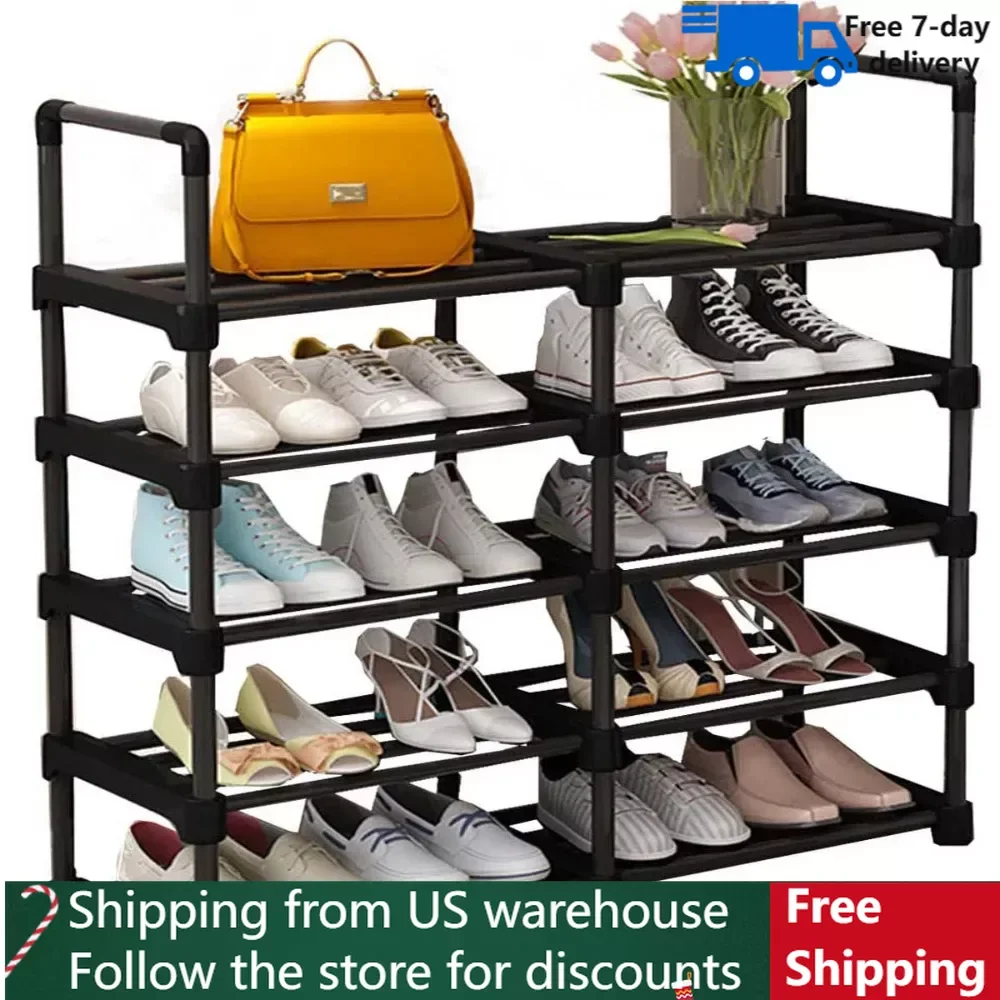 

20-24 Pairs Shoes Storage Organizer Metal Stackable&Removable Multifunctional Show Rack for Entryway Vertical Shoe Rack Shoerack