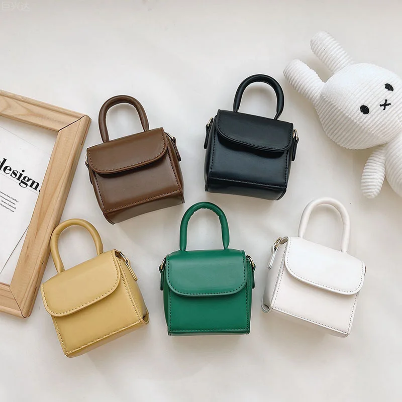 Cute Children's Crossbody Bags Little Girls Mini Shoulder Bag for Kids Fashion Solid Color Coin Purse PU Accessories Handbags