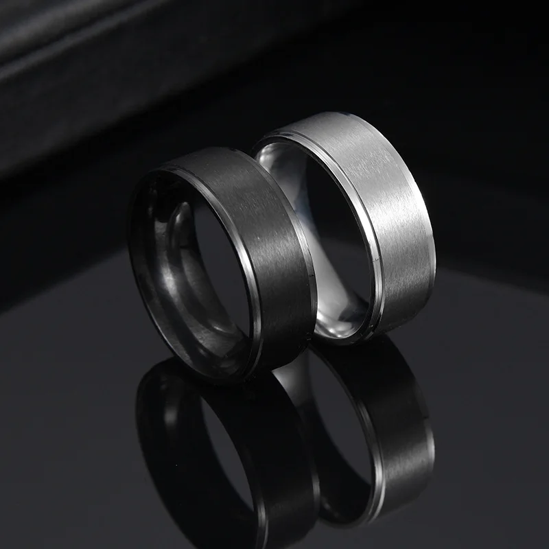 

European and American Stainless Steel Jewelry Wholesale New Men's Matte Black Plated Stainless Steel Simple Fashion Ring