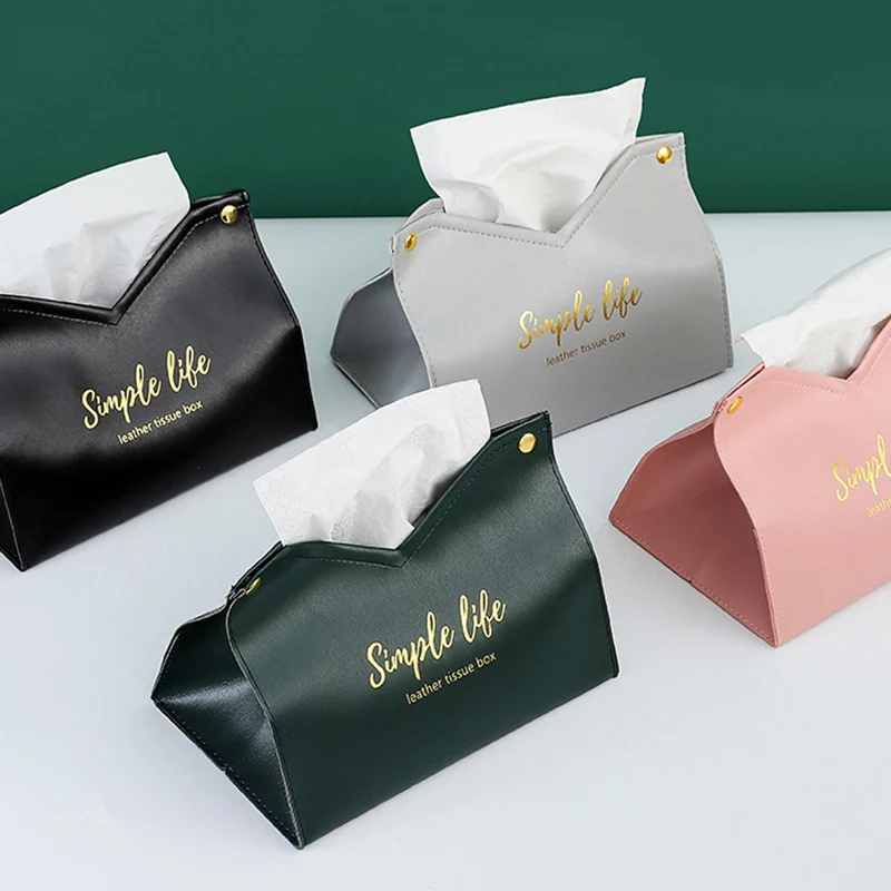 

PU Leather Tissue Boxes Kitchen Desktop Napkin Holder Car Toilet Pumping Paper Storage Box Bag Home Organizer Pouch Table Decor