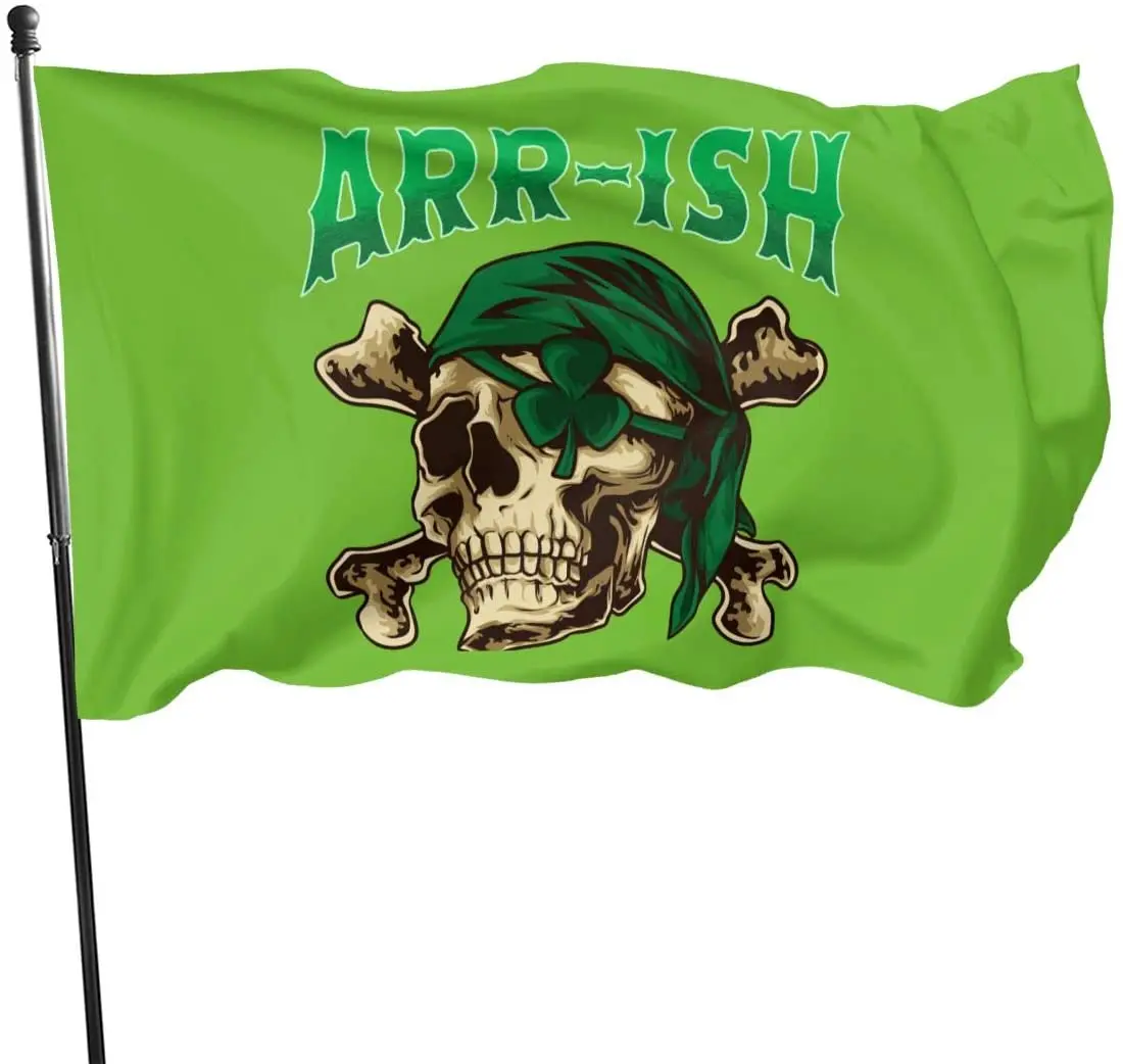 

American Funny Irish Pirate St Patrick Day Garden Flag for Outdoor House Porch Welcome Holiday Decoration, Fit Happy New, 3x5ft