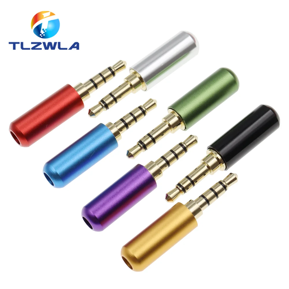 1PCS Copper 3/4 Pole 3.5MM Plug Male Headphone Jack with Clip 3.5MM Stereo Audio Connector for 4mm Cable Adapter