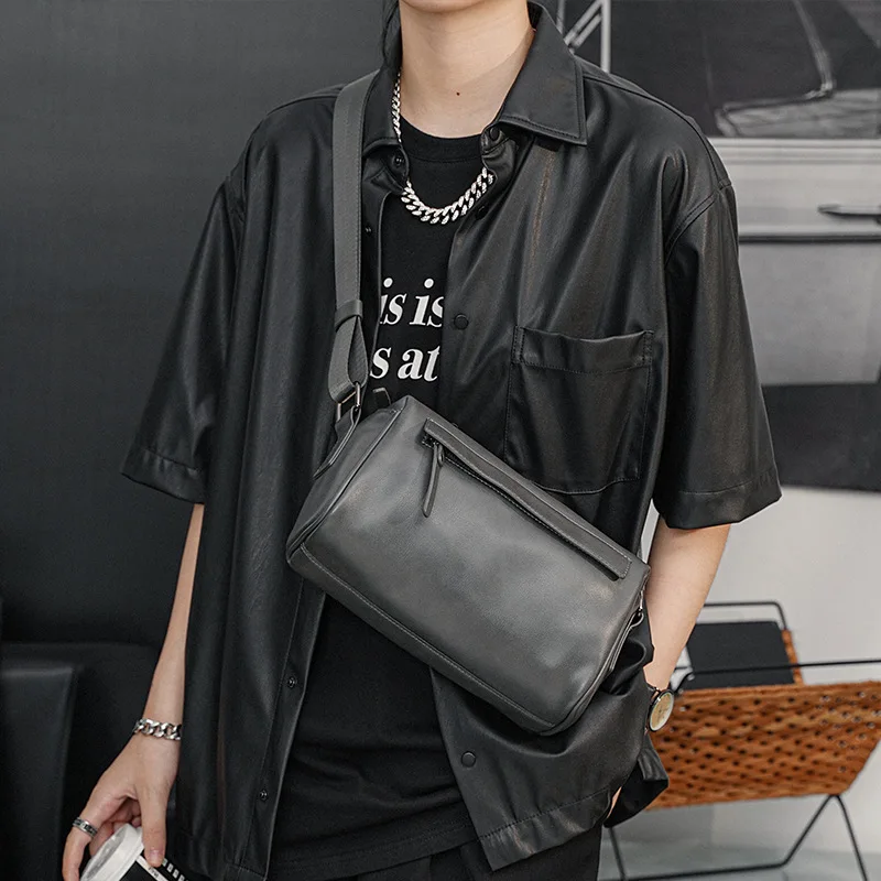 

Vintage New Grey Design Men's Chest Crossbody Bags Leather Handbags Men Purse Luxury Designer Shoulder Bag Phone Pouch Bolsos