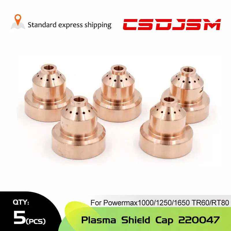 

5pcs 220047 Plasma Shield Cap For Hypertherm Powermax1000/1250/1650 TR60/RT80 Torch