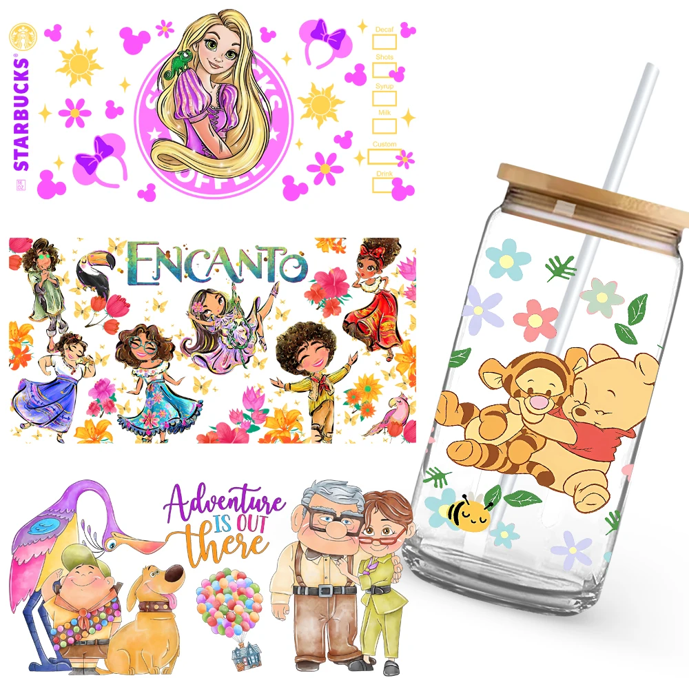 

Disney UV DTF Starbucks Cup Wrap 16oz Glass Can Printing Supplies Waterproof Transfer Decals Self-adhesive Stickers